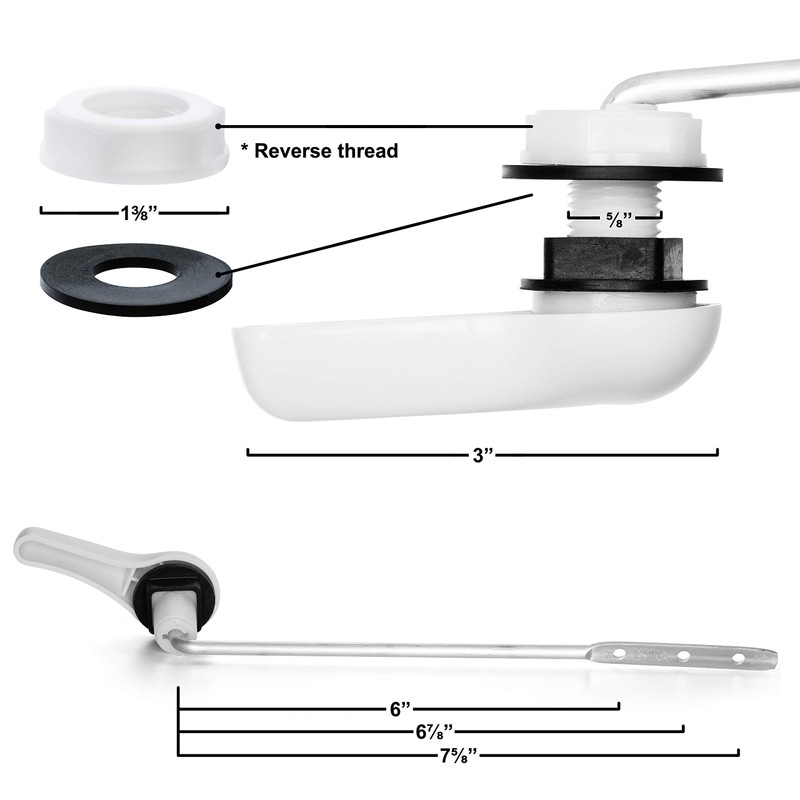 Qualihome White Toilet Tank Flush Lever Handle, Universal Front Mount