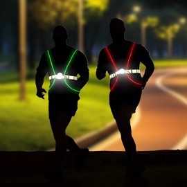 Homaisson LED Running Vest with Front Light, Reflective Outdoor Gear for Men/Women, Adjustable LED Light for Night Running, Cycling, and Dog Walking, USB Rechargeable, Multiple Light Modes
