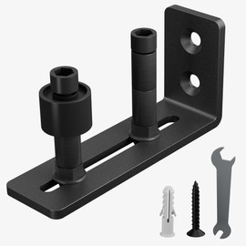 WINSOON Sliding Barn Door Floor Guide - Adjustable Stay Rollers Flush Design Bottom, 8 Setup Options for DIYers, Barn Door Hardware Kit for Bottom - Black 1PC