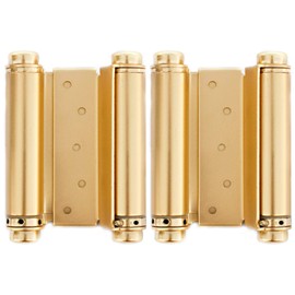 Cafe Door 5" Spring Hinge in Brass Finish Double Acting Barrel Spring Hinge with Tension Adjustment for Saloon Western Bar Pub Swinging Cafe Doors (2, Brass)