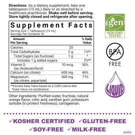 Bluebonnet Liquid Calcium Magnesium Citrate with Vitamin D3 Orange Flavor 16 ...