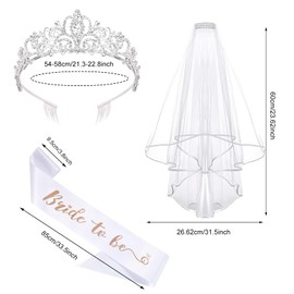 CHarmeFleur Future Bridal Veil Cord Crown Set Coronation Wedding Veil White Cord and Headwear for Bridal Shower Hen Night Wedding Engagement Party Accessories
