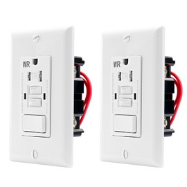 Baomain 2pcs GFCI Outlet Receptacle with Switch, 15A 125VAC 60Hz, Tamper Resistant&Weather Resistant,ETL Listed,Back&Side Wire,White (15Amp.)