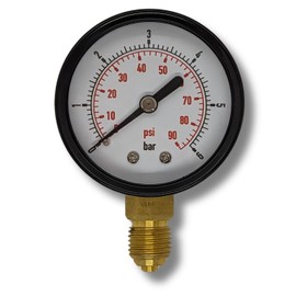 Lumonic I Pressure Gauge 0-6.0 Bar I 1/4 Inch I Class 2.5 I Connection Bottom I Diameter 50 mm I Pressure Gauge I for Compressed Air and Water