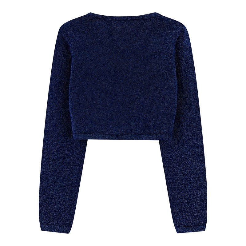 Bolerose Niñas Largo Manga Brillo Chaqueta Torera Chaquetilla (Azul Medianoche,