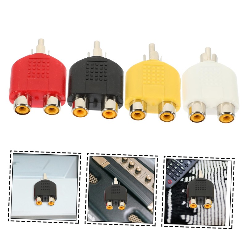 LABRIMP 4pcs Cable Tv Y-Splitter Adapter Subwoofer y Connector Audio