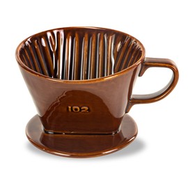 LHUKSGF Pour Over Ceramic - Coffee Dripper Ceramic Coffee Maker with 3 Holes Flat Bottom, Porcelain Slow Filter Cone for Travel, Camping, Office, Home, Coffee Maker Brew, Brown