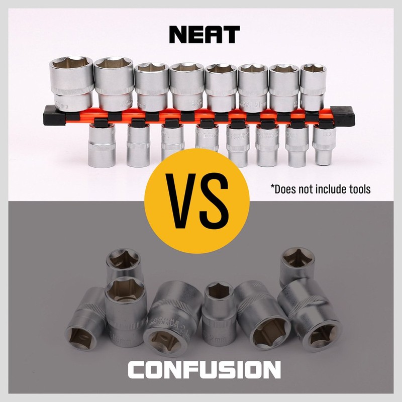 HORUSDY 3Pcs Double Sided Socket Organizer, 1/4-Inch, 3/8-Inch, 1/2-Inch, Premium