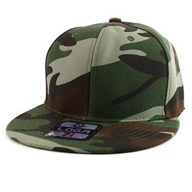 Trendy Apparel Shop Big Size Oversized Flat Bill Baseball Fitted Cap - Camo - 8