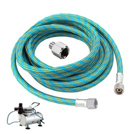 6 Foot 1.8m Airbrush Hose, Nylon Braided Air Hose with 1/8" Size Fittings Airbrush Hoses and Fittings with Adapter 1/8" Male to 1/4" Female for Most Compressors Kit