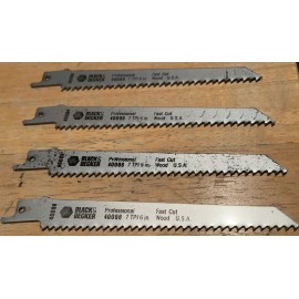 BLACK+DECKER 6" 7-TPI RECIPROCATING SAW BLADE WOOD, 40098 B&D, SAW.ZALL, NEW,USA, 4/LOT