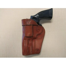 Fits S&W 686 & 586-357 mag, 4" Barrel iwb, owb, ambidextrous Revolver Brown Leather