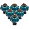 Cjueiom 12 Pack Ceramic Door Knobs Teal Drawer Knobs, Pumpkin