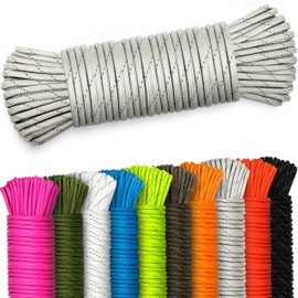 AMZoutdoor® 4 mm Reflective Paracord 550 Cord | Reflective Paracord Cord | Outdoor Equipment | Outdoor Camping | Paracord Cords (Grey Reflective, 5 Metres)