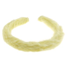 Womens Narrow Thin Soft Plush Faux Fur Fabric Boho Winter Christmas Birthday Wedding Bridesmaid Party Headpiece Hair Head Headband Alice Band (Pale Yellow, One Size)