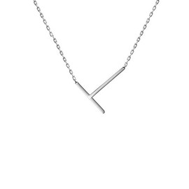 WIGERLON Stainless Steel Initial Letters Necklace for Women Color Gold and Silver from A-Z Letter Letter T Color Sliver