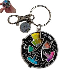 Zones of Regulation Keyring, Colour Fidget Wheel, Color Fidget Wheel for Artists, Color Fidget Enamel Pin, Zones of Regulation Keyring, 3 in 1 Pin & Keychain Anxiety Relief, Cute Enamel Keychain
