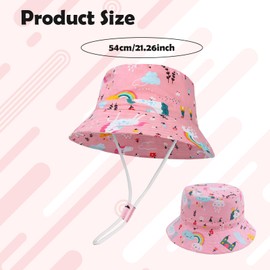 FveVqe Adjustable Chin Strap Girls Sun Hat, Sun Protection Sun Hat Kids, Foldable Kids Bucket Hat for Boys and Girls Outdoor Play and Summer Beach Travel