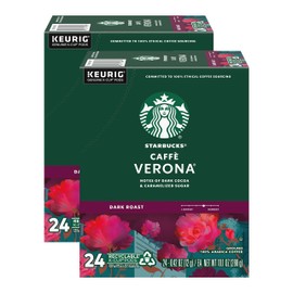 Starbucks Coffee K-Cup Pods, Caffè Verona, Dark Roast Coffee, Notes of Dark Cocoa & Caramelized Sugar, Keurig Genuine K-Cup Pods, 24 Count (Pack of 2)