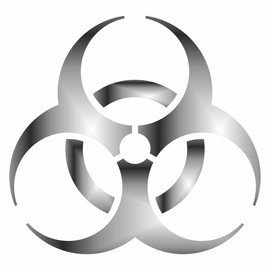 AMA SHOP Prespaced Sticker Biohazard Nuclear Radioactive Symbol Silver color | Car Stickers | Sticker for Helmet, Motorcycle, Camper | PVC Sticker for Wall Decal Wall Mural