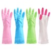4 Pairs Rubber Gloves Reusable Dishwashing Gloves Soft Waterproof Household