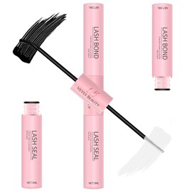 Veyesbeauty Lash Bond and Seal Waterproof 2 in 1 Cluster Lash Glue for Eyelash Extensions Long Lasting Strong Hold Individual Eyelash Glue for Self-Application at Home 5ml+5ml