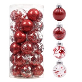 24 Pieces Christmas Balls Ornaments,Christmas Clear Baubles,Christmas Decorations,for Home Party Decor Holiday Wedding Tree Decorations Xmas Gifts