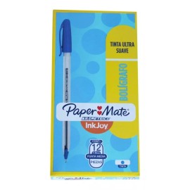 Paper Mate Boligrafo Papermate Kilometrico Inkjoy C/12 Punto Medio 1 Mm Color de la tinta Negro Color del exterior Transparente