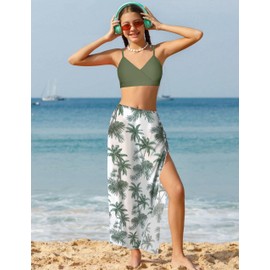 Shallmu Girls Swimsuit Size 14-16 High Waisted Cute Bikinis for Teens, Swimwear with Drawstring Cover Up Skirt