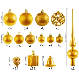 Brubaker, 101-piece set of Christmas baubles with a tree topper, Christmas decoration