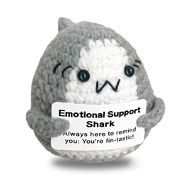 EXQUIMA Positive Crochet Animals,CAREOR Positive Shark, You Are Sharking Awesome,Positive Shark Crochet Animals Emotional,Support Inspirational Motivational,Encouragement Gift Party Decoration (Gray)