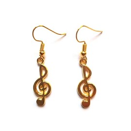 Music Note Gold Earrings - Handmade Musical Small Drop Earrings