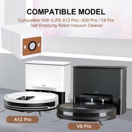 Replacement Dust Bags for ILIFE A12 Pro/ A30 Pro/ V9 Pro Self Emptying Robot Vacuum Cleaner, ILIFE Robot Vacuum Replacement Parts Robot Vacuum Bags Vacuum Dust Bag Accessories (8 Pack)