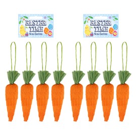 8 x Easter Carrots (8cm) Orange Mini Carrots Hanging Pendant Easter Party Bonnet Decorations for Home Kitchen Party DIY Easter Arts & Crafts Decor