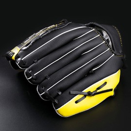 Lismyakey Baseball Gloves Sports Baseball and Softball Outdoor Sports Left Catcher's Mitt with Baseball PU Leather Thickening Pitcher Softball Gloves for Pitcher Beginner Training (12.5inch, Yellow)