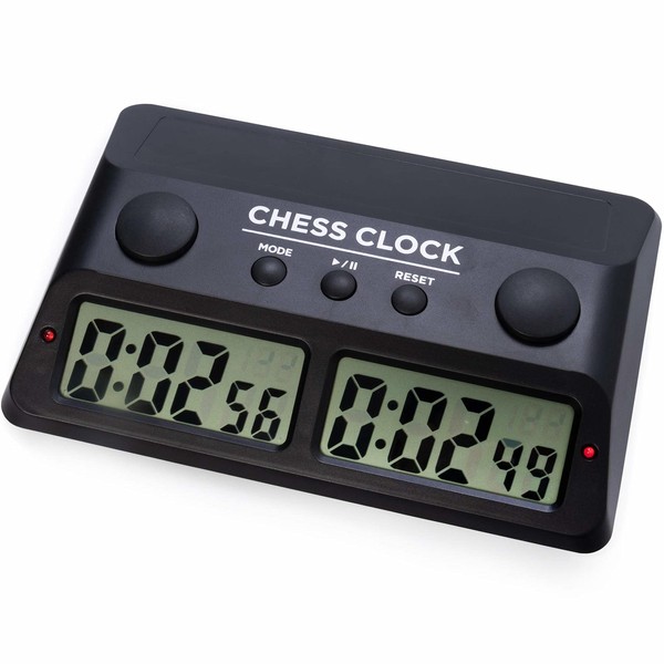 Digital Chess Clock - Customizable Chess Timer for Professional, Tournament Play - Incremental Time Control Fischer Clock - Also Great for Scrabble, Shogi, Go, and Other Competitive Board Games