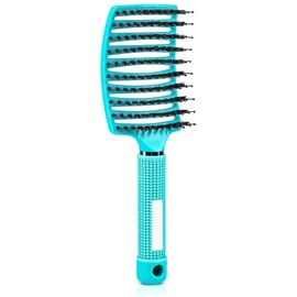 Hair Brush Without Pulling, Detangling Brush for Women and Children, Detangler Brush for Wet and Dry Hair, Curved Brush for Long Curly Hair, Lake Blue