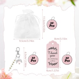 30 Pcs Thank You Gift Angel Keychains, Guardian Angel Keychains Guardian Angel Pendants Guest Gift Set Communion Favours Christening Wedding Favours Baby Shower Birthday Giveaway for Guests (Pink)