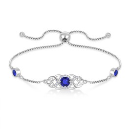 Lwsary Infinity Celtic Knot Bracelet 925 Sterling Silver Irish Bracelet Sapphire Bracelets January Birthstone Jewelry for Women