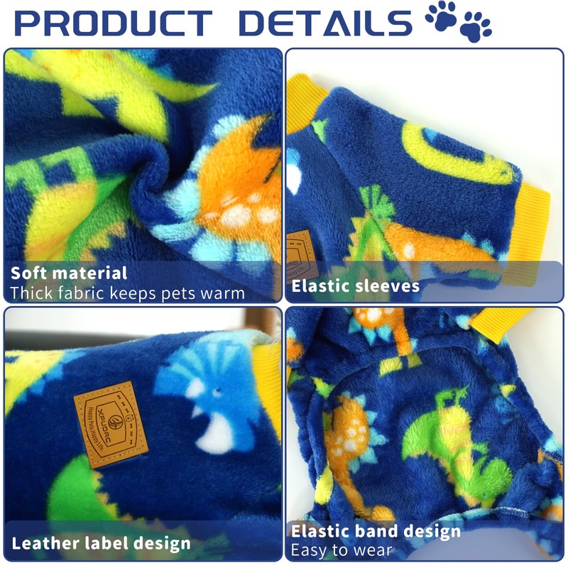 XPUDAC - Pijama de forro polar para perros pequeños y