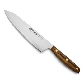 ARCOS Chef Knife 8 Inch Stainless Steel. Professional Kitchen Knife for Cooking. Ovengkol Wood Handle 100% natural FSC and 210 mm Blade. Series Nordika