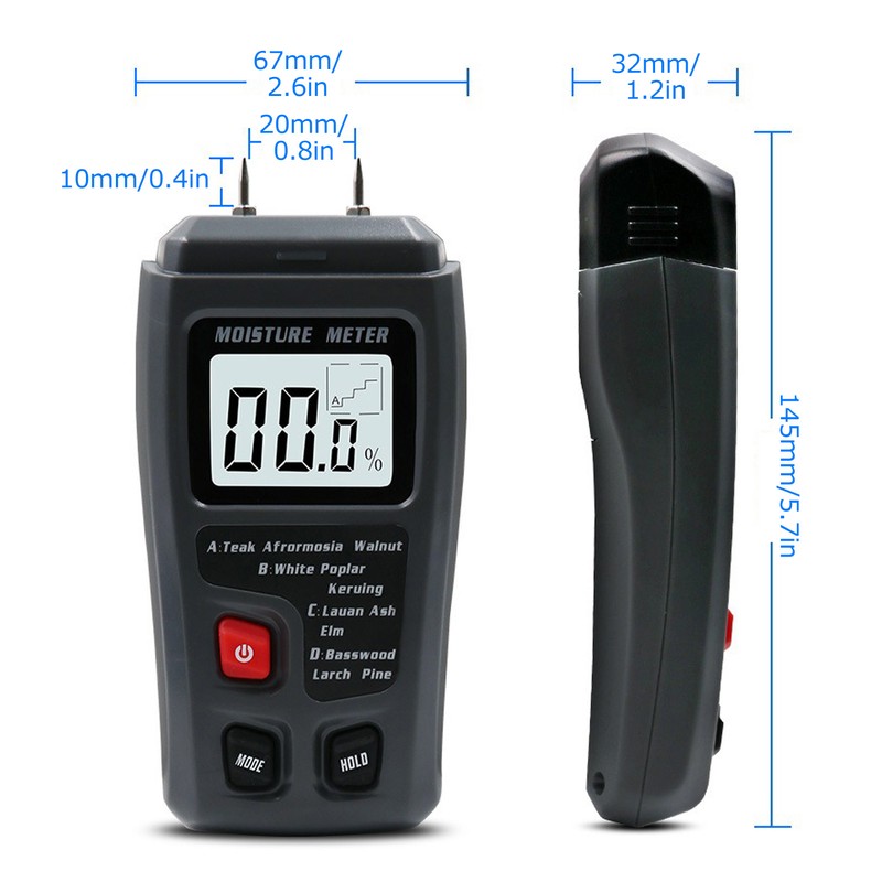 Wood Moisture Meter Handheld LED Digital Humidity Tester Detector Moisture