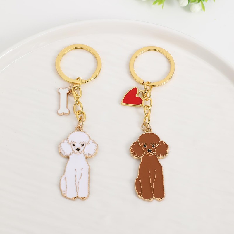 BT Bear Dog Keychain,Cute Metal Keychain,Bag Charm, Brown Poodle