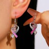 Juego de joyas de corazón con cinta de conciencia rosa
