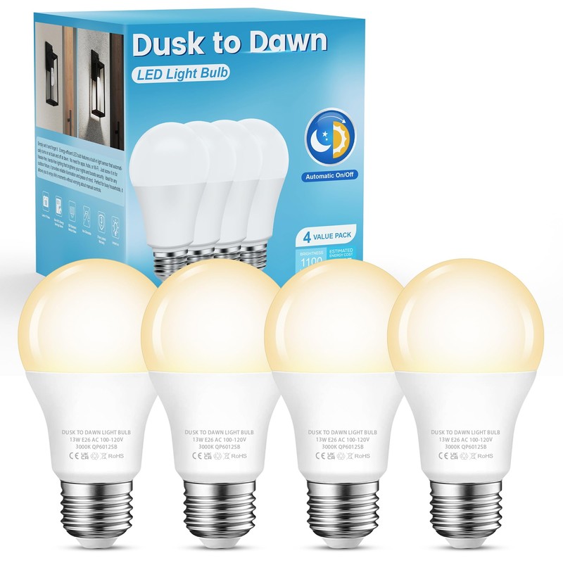 Aovpex Dusk to Dawn LED Outdoor Light Bulbs, 13W 1100LM(100W