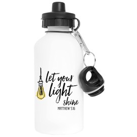 Let Your Light Shine Matthew Shirt Christian Religious Jesus Christ Gift - Let Your Light Shine Aluminium White Water Bottle with Screw Cap