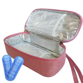 Insulated Breastmilk Cooler Bag with Ice Packs - Breastmilk Storage Organizer Bag for Breastfeeding Mom Work. Daycare, Travel (Pink)