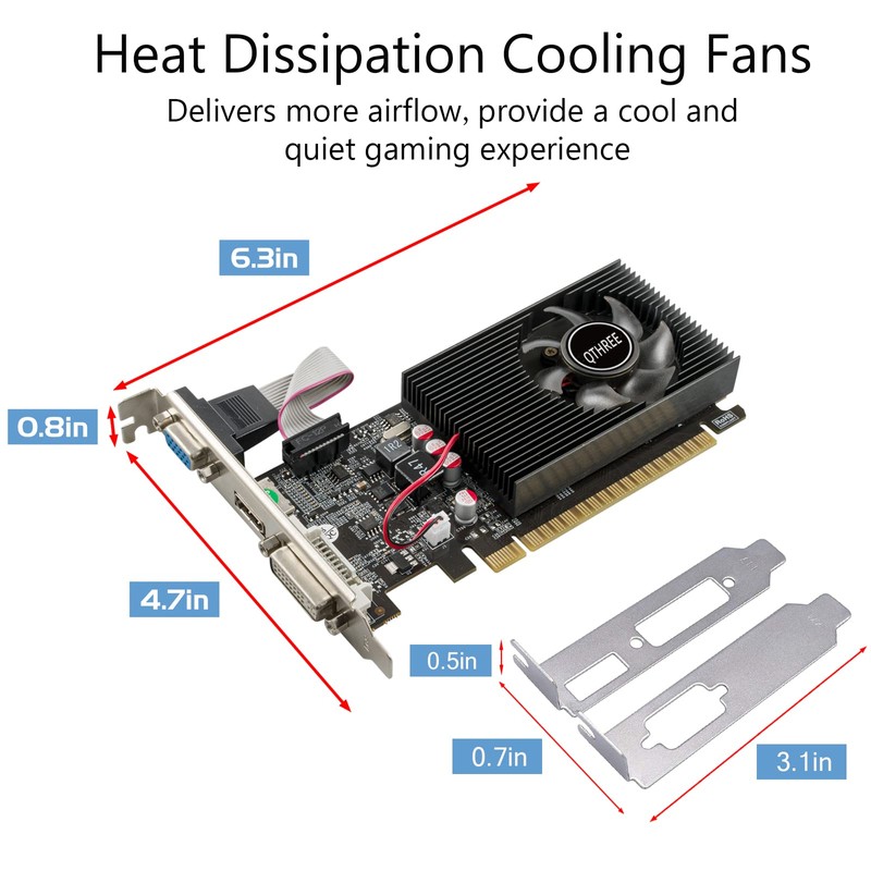 QTHREE Geforce GT 730 Graphics Card, 4GB D3 128-bit, DVI-I
