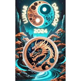 Katy Craig 33g 3D Lunar Year of the Dragon Colour .999 Fine Copper Round in Capsule - High Relief