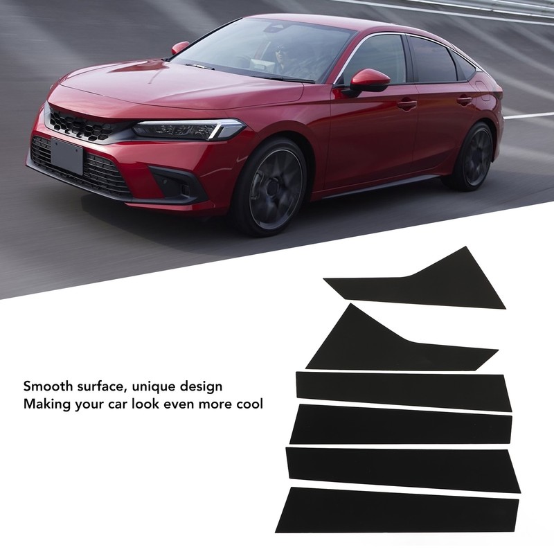 6PCS Car Window Trim Bright Black Lightweight Smooth Surface Window